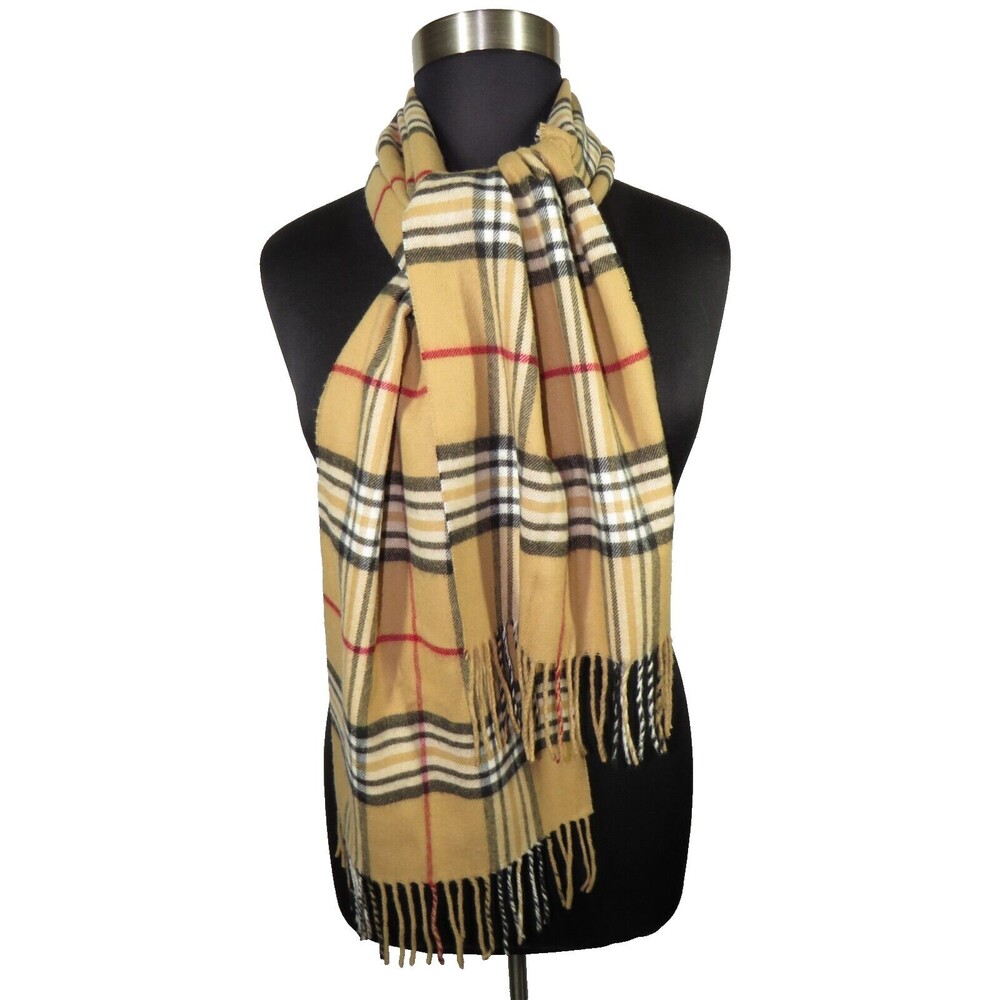 Fraas Cashmink Plaid Tartan Fringed Scarf Made In Germany
